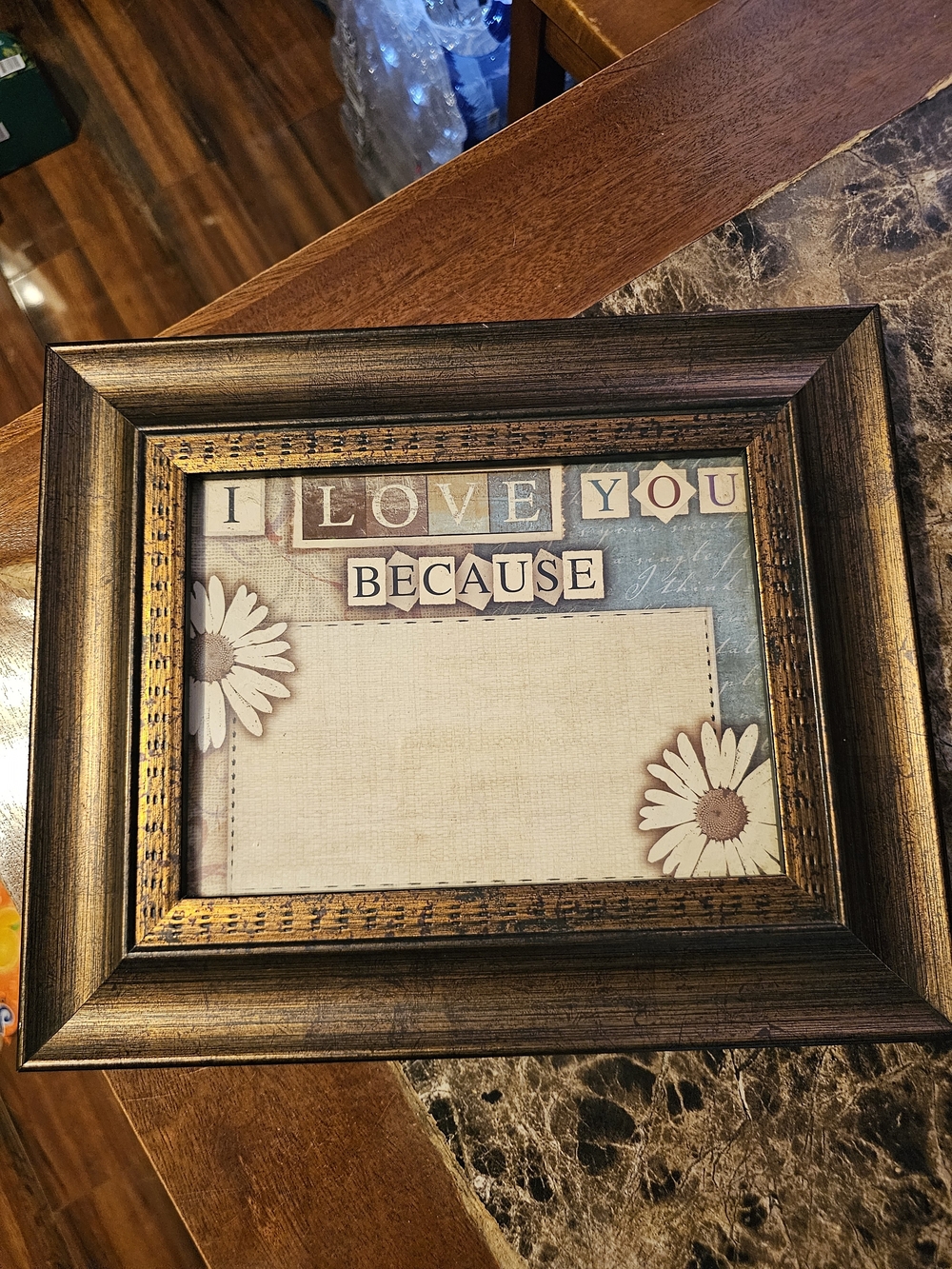 Celebrating Homes Rustic Brown 'I Love You Because' Decorative Dry Erase Frame